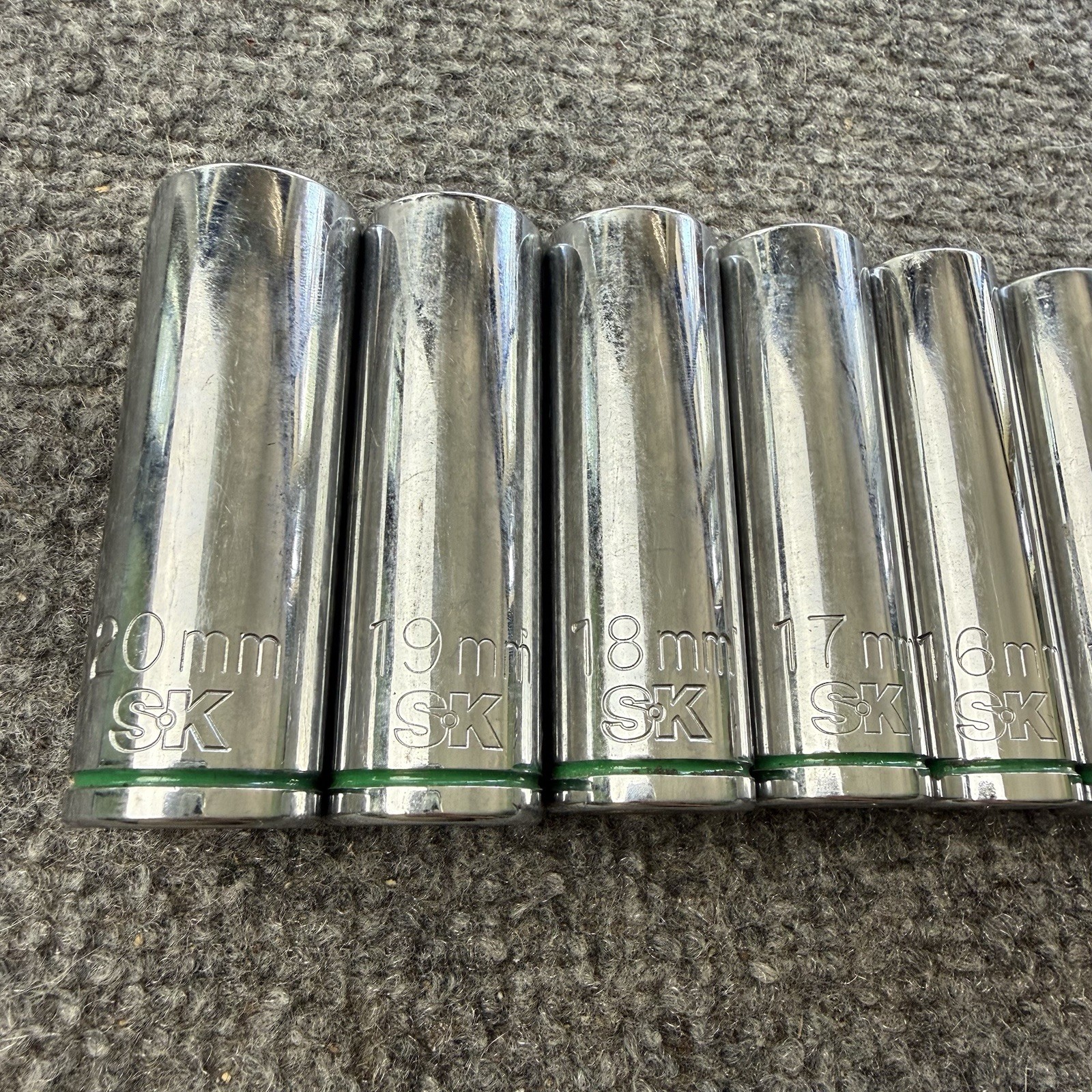 SK Professional 1/2″ Drive Deep Metric 6-Pt Socket Set Made in USA 10mm-20mm