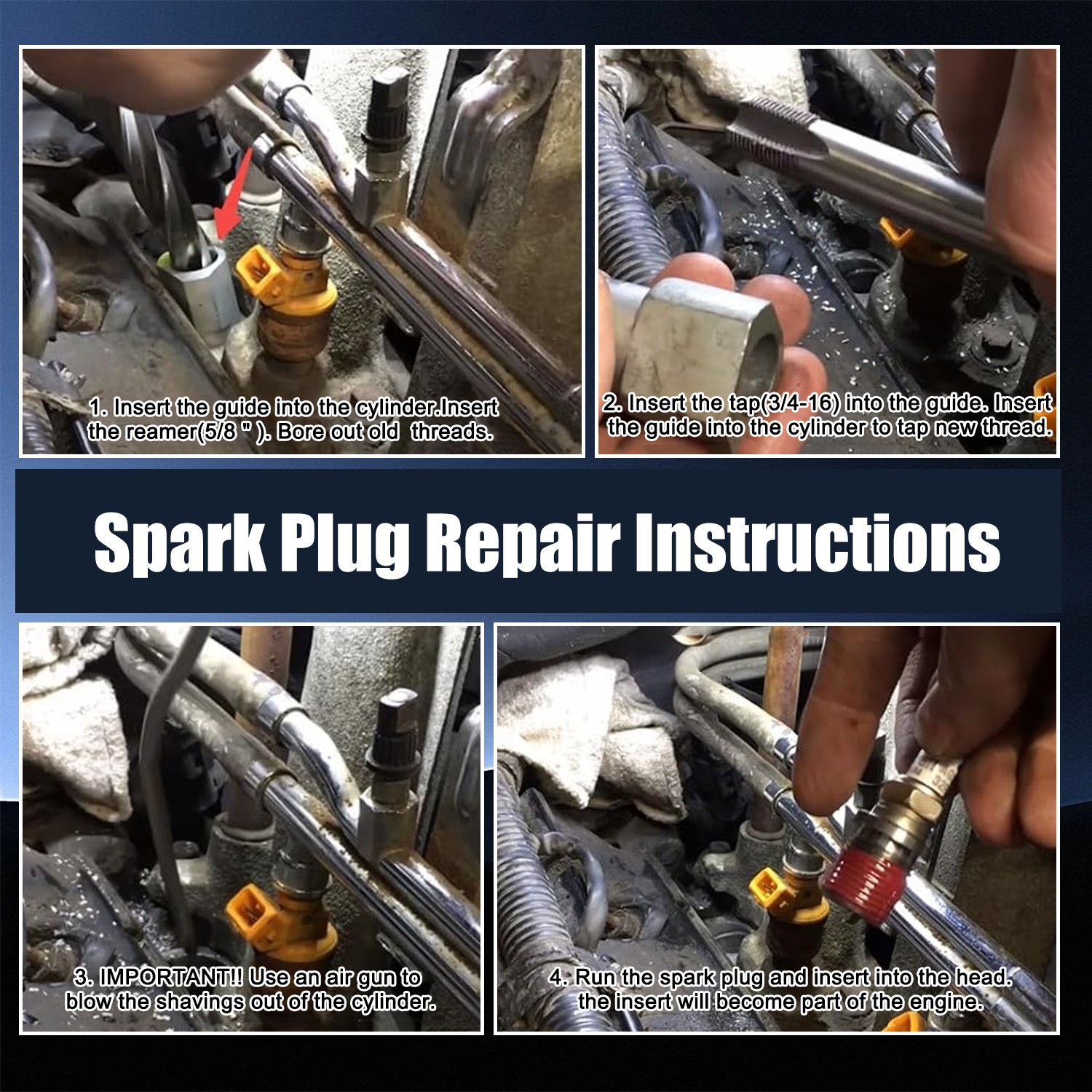 10x Stainless Steel Spark Plug Port Insert Installer Tools for 96-03 Ford 4. 6L