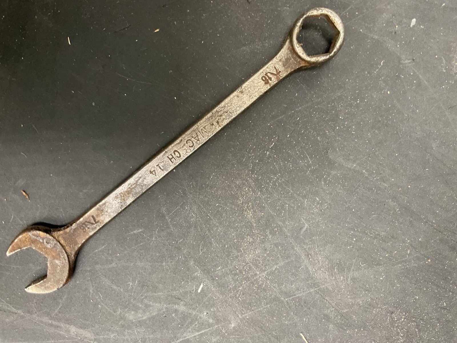 Vintage Mac Tools CH14 5″ long SAE 7/16″ 6 point combination wrench