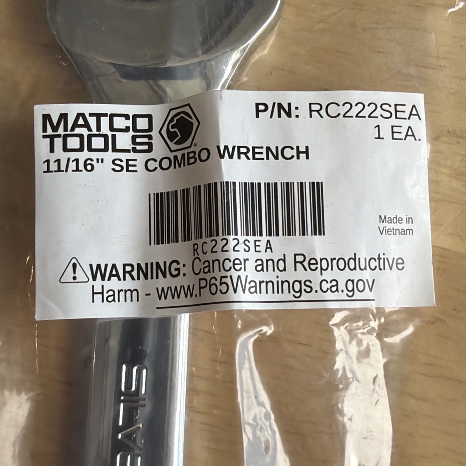 Matco Tools Silver Eagle 11 16″ Combination Wrench 12 Point RC222SEA NEW