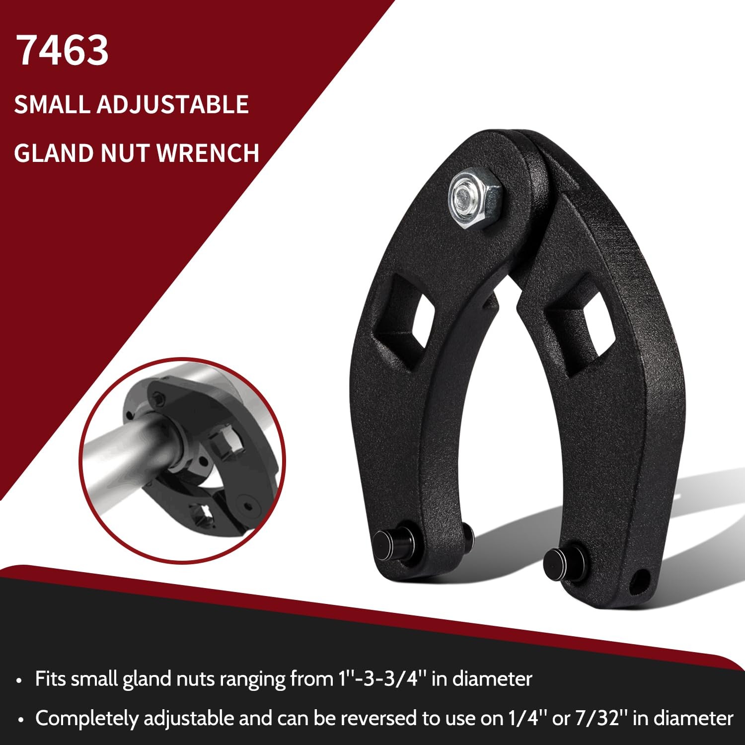 1266 7463 Adjustable Gland Nut Wrench Spanner Tool Set with Gloves & Towel