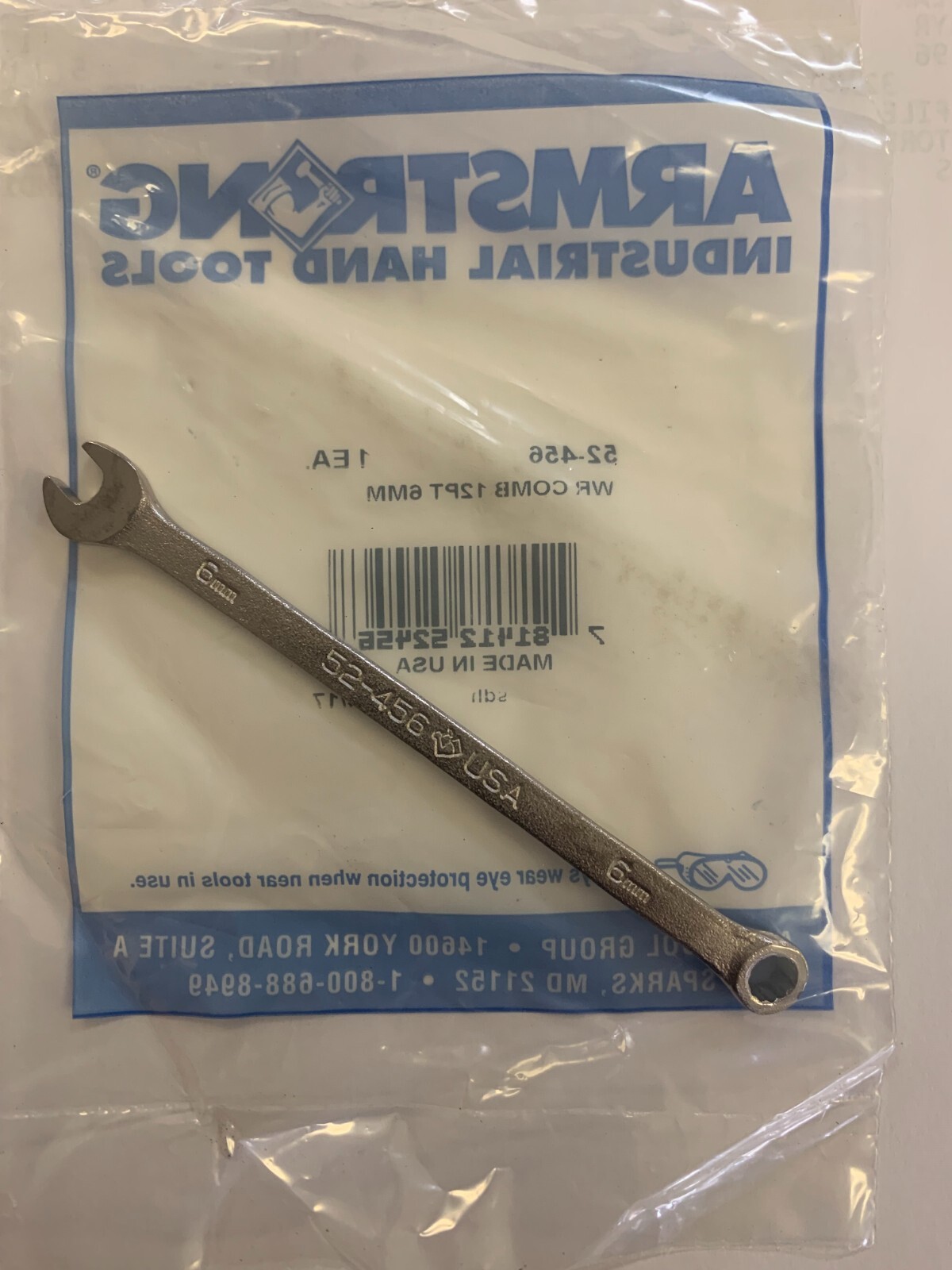 ARMSTRONG 52-456 6MM 12-POINT SATIN FINISH LONG COMBINATION WRENCH 52456