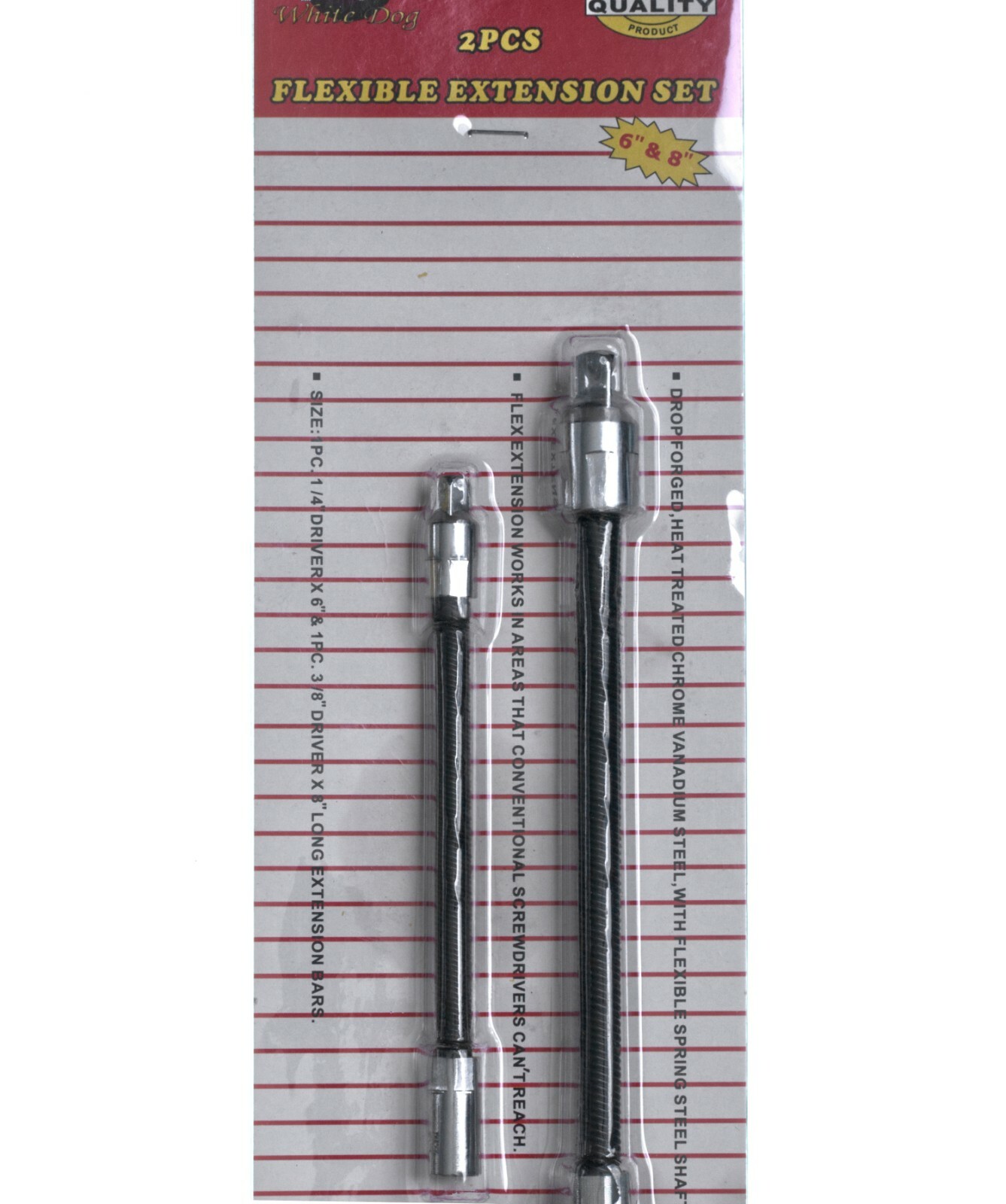 2 PC Flexible Extension Set – 1/4″ DR. 6 Inch Flex Ext. & 3/8″ Drive 8 In. Long