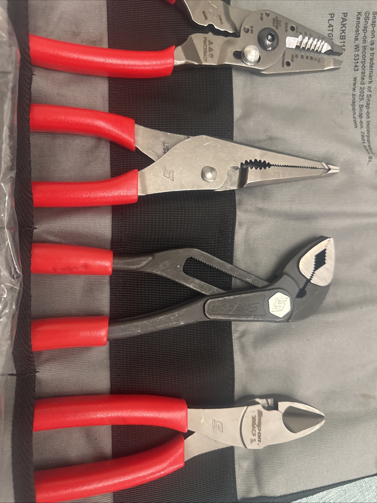 For Snap On 4pc Plier Set ( 388ACF + PWCS9AF + LN47ACF + AWPBX10) PL4TGKB1