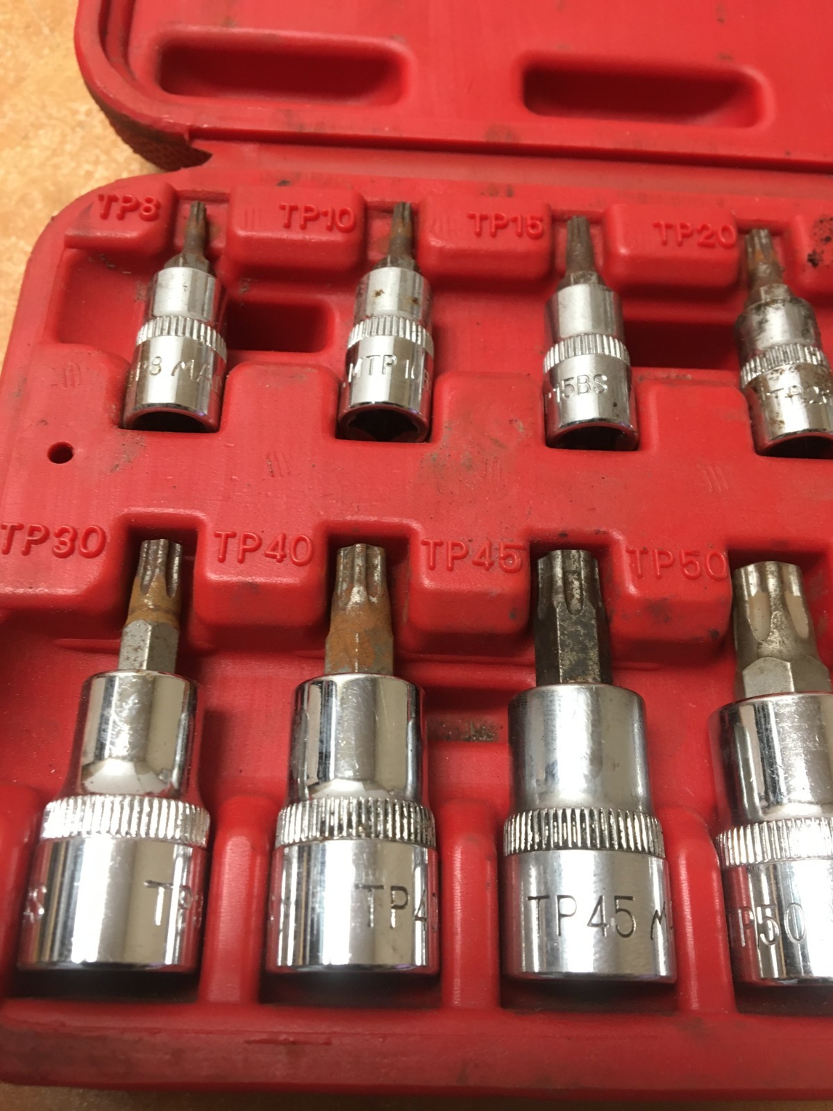 MAC Tools STP12B 12pc Chrome TP8-TP60 Torx Socket Driver Bit Set 1/4 3/8
