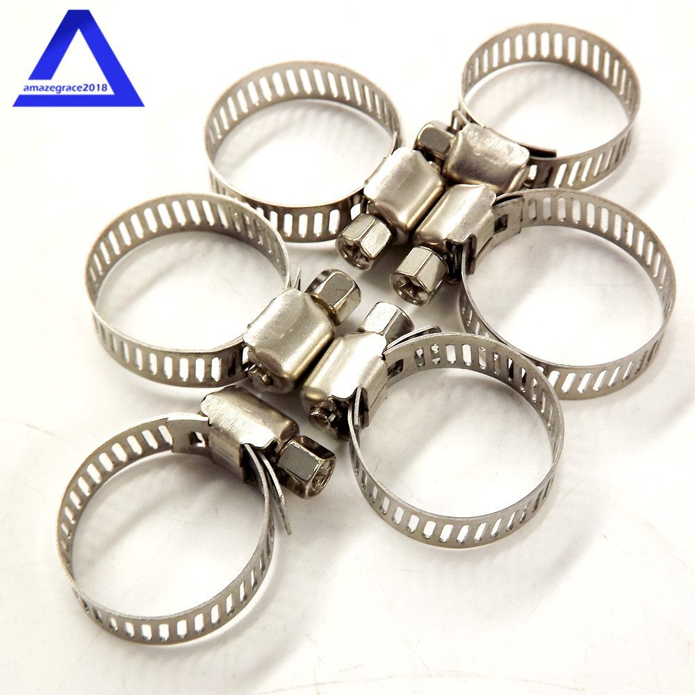 100pcs 1/2″-3/4″ Adjustable Stainless Steel Drive Hose Clamps Fuel Line Worm