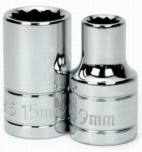 1/2″ Drive Shallow Sockets, 6-Point, METRIC, High-Polished Chrome, Williams