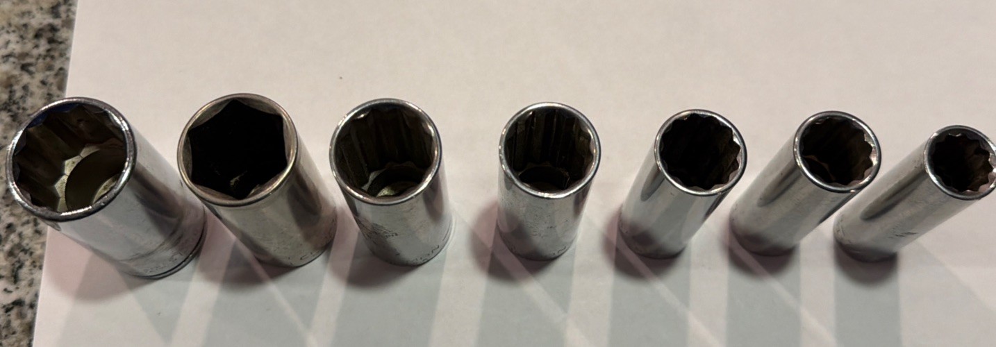 Lot Of 6 Craftsman And 1 Thorsen 3/8″ Drive SAE Deep Sockets 12 Point