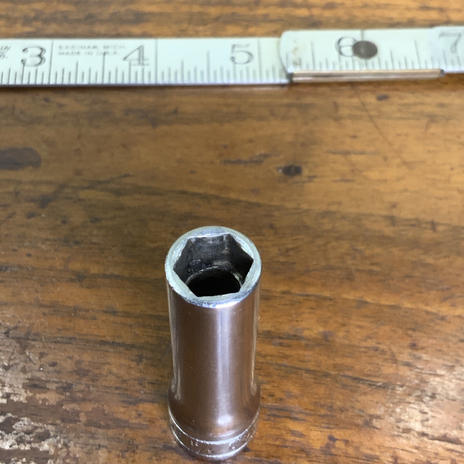 Vintage (1964?) Snap-on Tools USA SFS121 3/8″ Drive 3/8″ SAE Deep 6 Point Socket