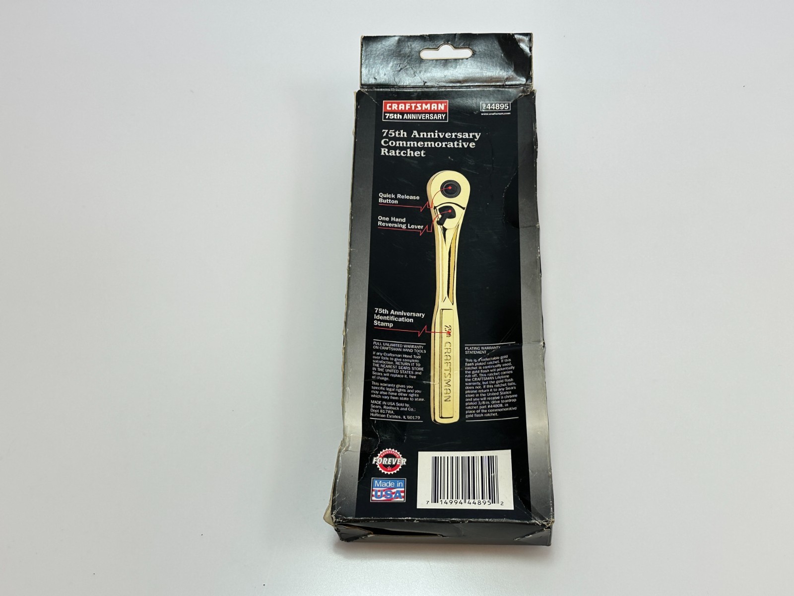 SEARS Craftsman USA 44895 GOLD 75th Anniversary Edition 3/8” Ratchet (Rare NOS)