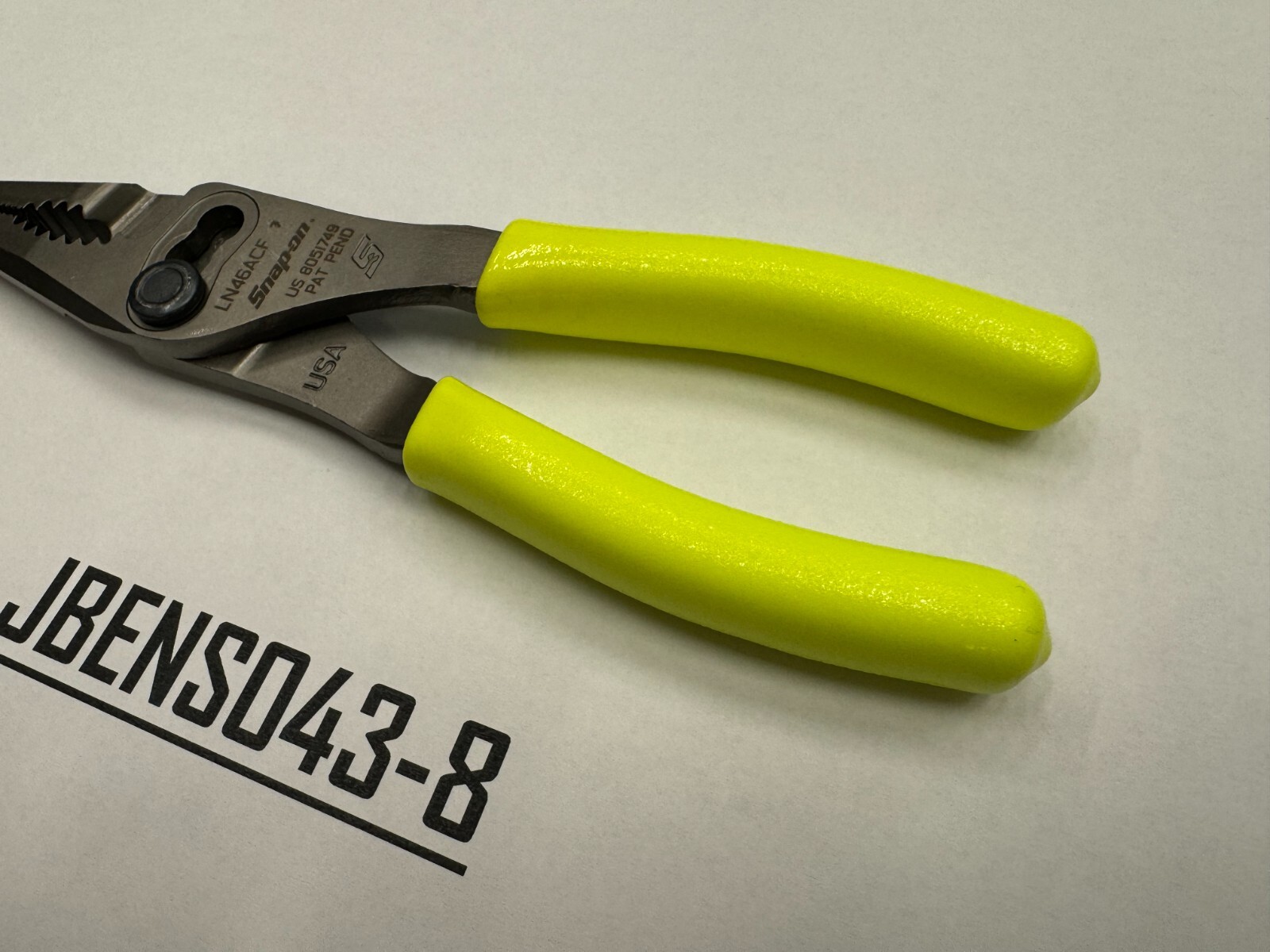 Snap-On Tools USA NEW HI-VIZ 7″ Soft Grip Long Nose Slip Joint Pliers LN46ACFHV