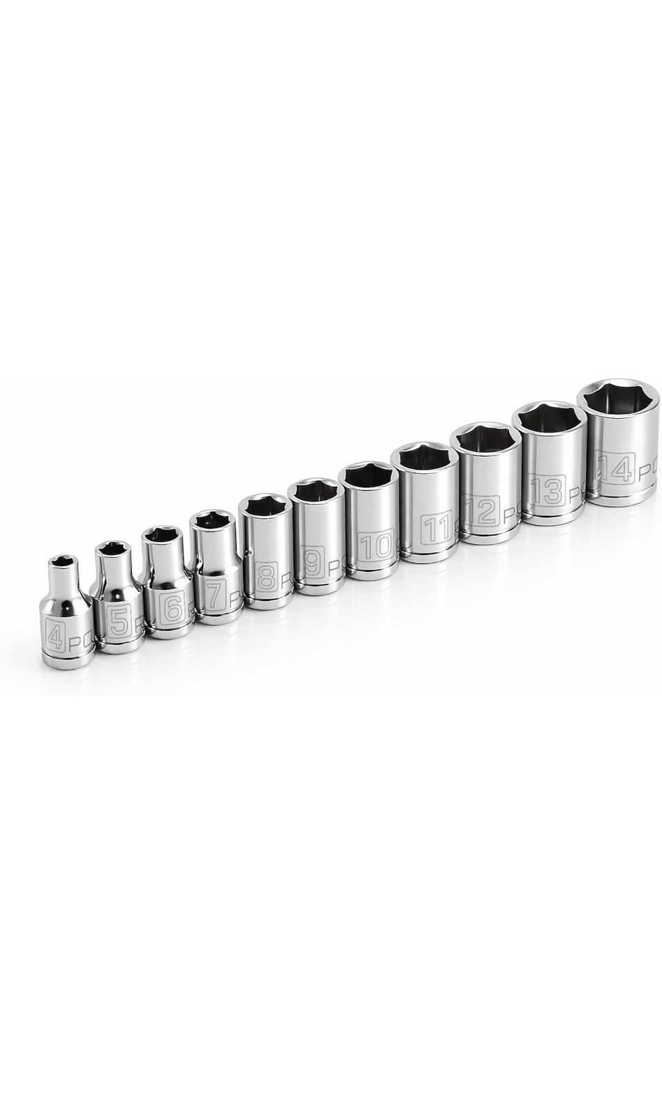 Powerbuilt 11 Piece Metric Shallow Socket Set, 1/4-Inch Drive,