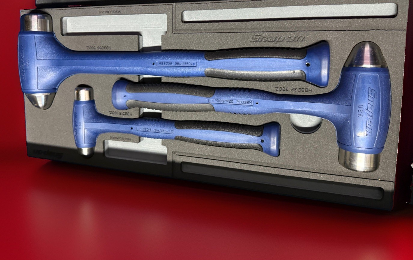 Snap On Tool HBBD301FMB 3 Pc Dead Blow Soft Grip Hammer Set/Foam Blue 16,32,56oz