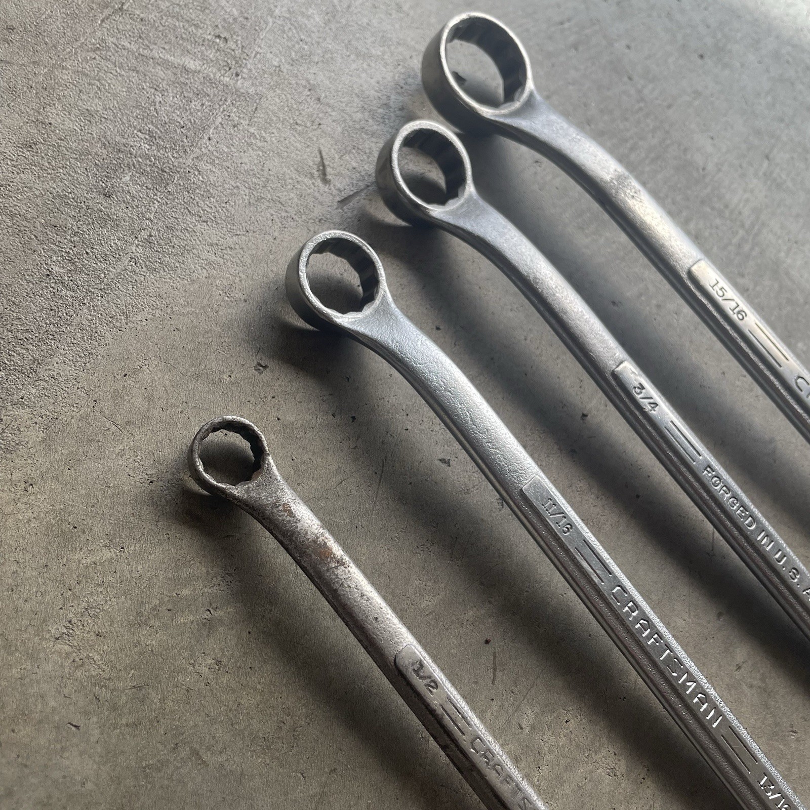 Vintage Craftsman 4pc 12 point SAE Double Offset Box End Wrench Set USA Made =V=