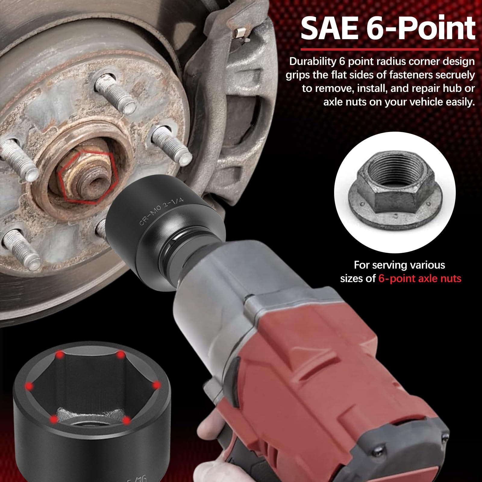3/4″ Drive Jumbo Deep Large Impact Socket Set 6 Point SAE 2-1/16″ to 2-1/2″ 8PCS