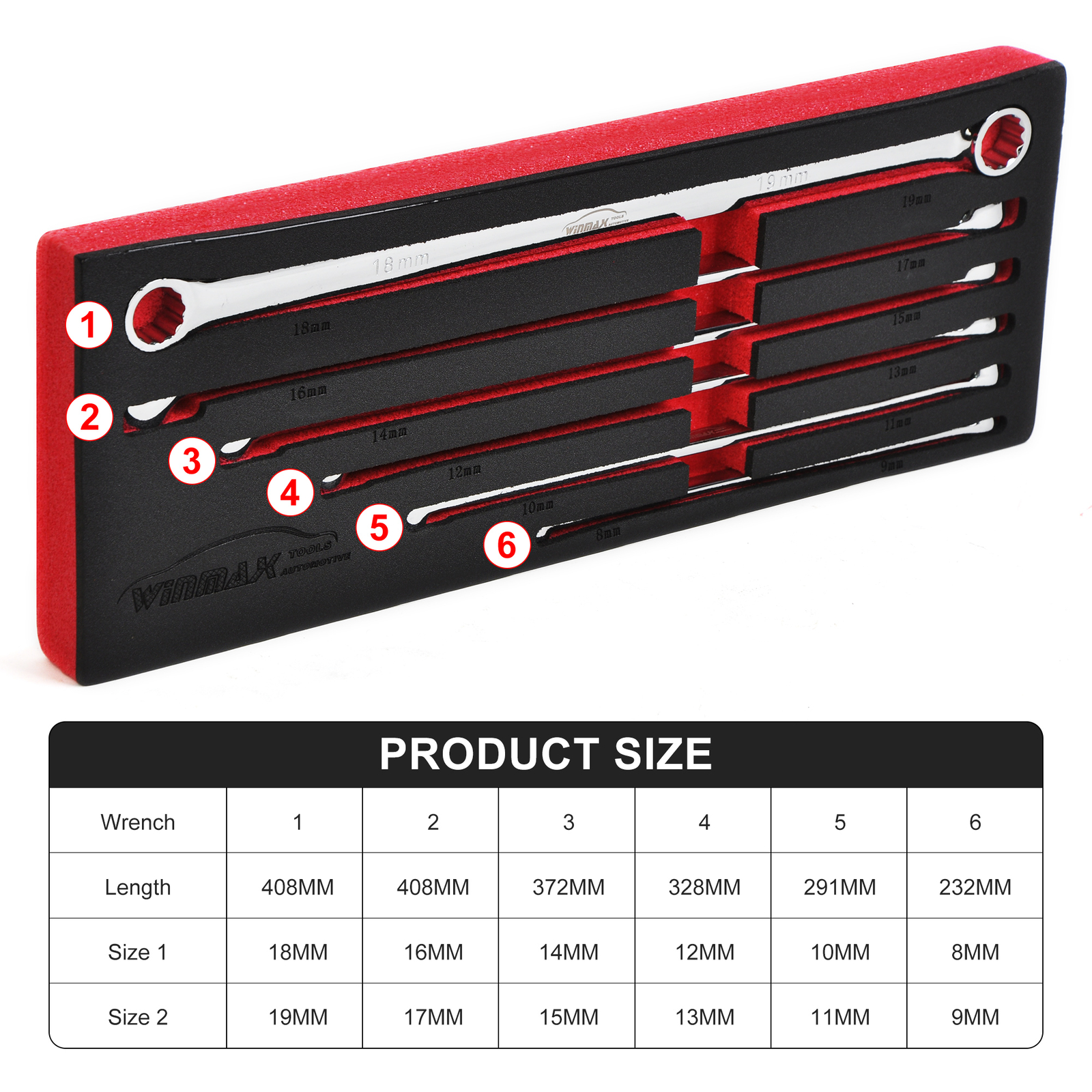 Extra Long 6PCS Box End Wrench Set, Metric Durable Aviation Spanner CRV 8mm-19mm