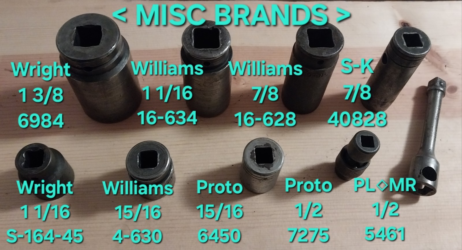 Old Snap-On / MAC / Mixed 23 Impact Sockets Extensions Heavy Duty Mechanic Lot