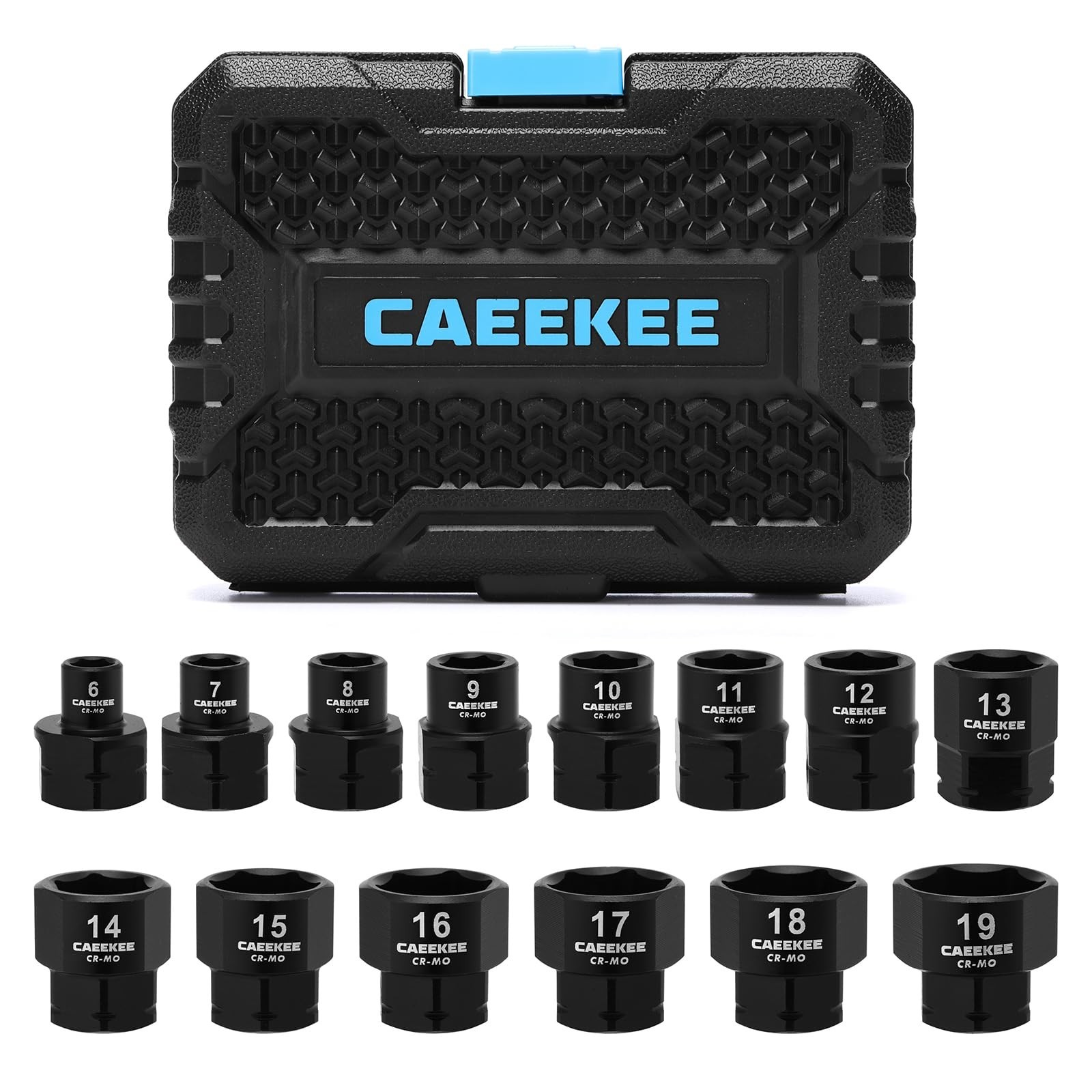 14-Piece Low Profile Nano Impact Socket Set 3/8″ Drive, 6-19mm, Cr-Mo, Stubby 6-