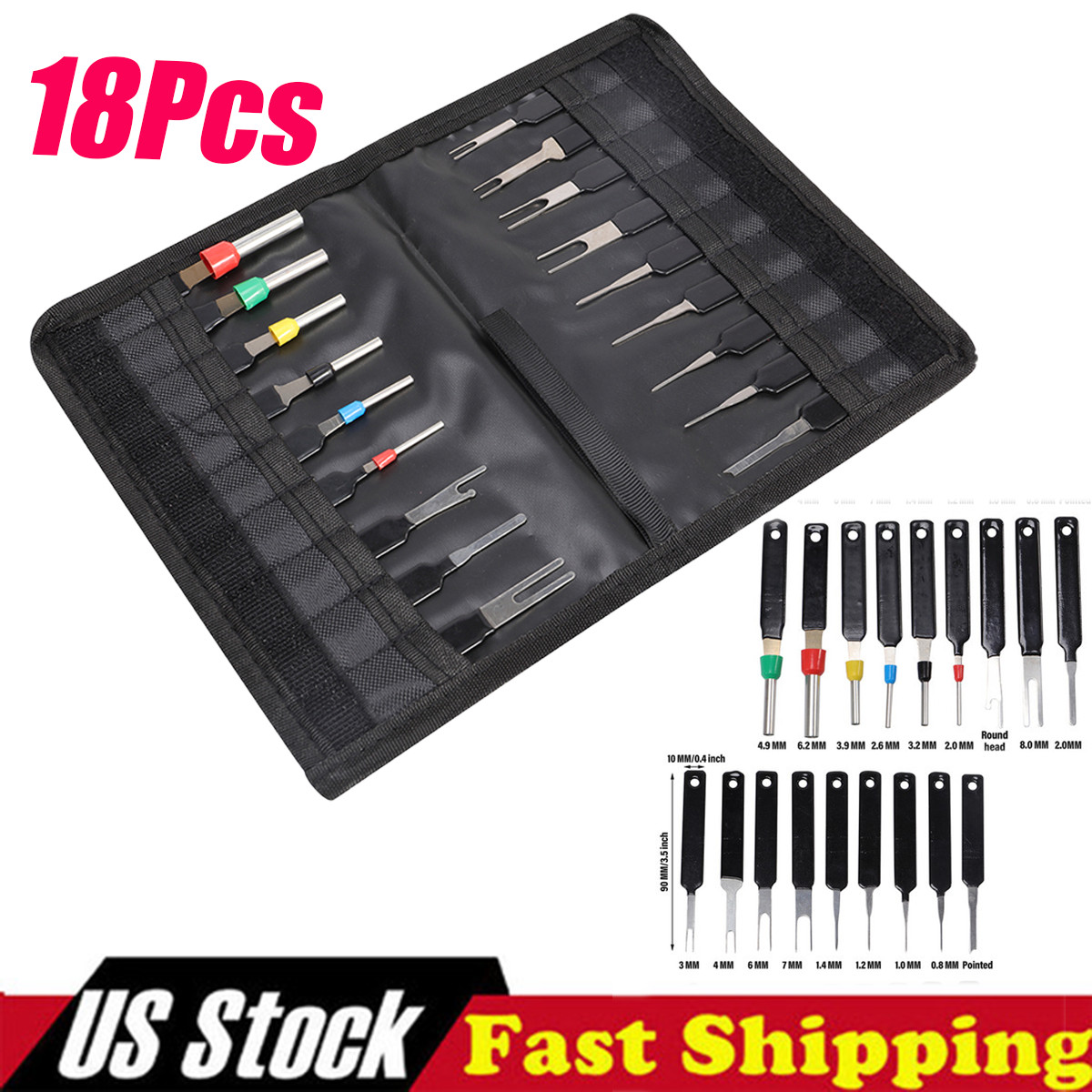 18Pcs Electrical Wire Terminal Removal Tool Connector Pin Kit for Car Motorcycle