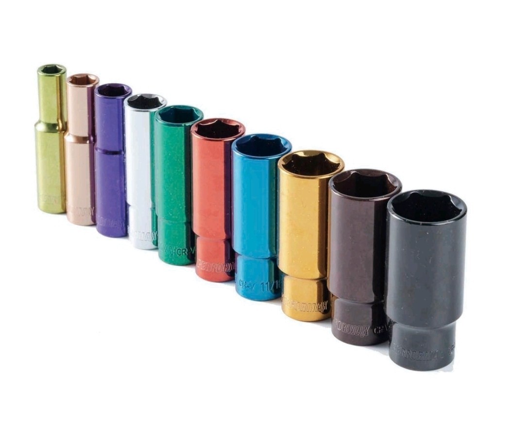 Color Coded Deep Wall Socket Set 3/8″ Drive (SAE) 10pc