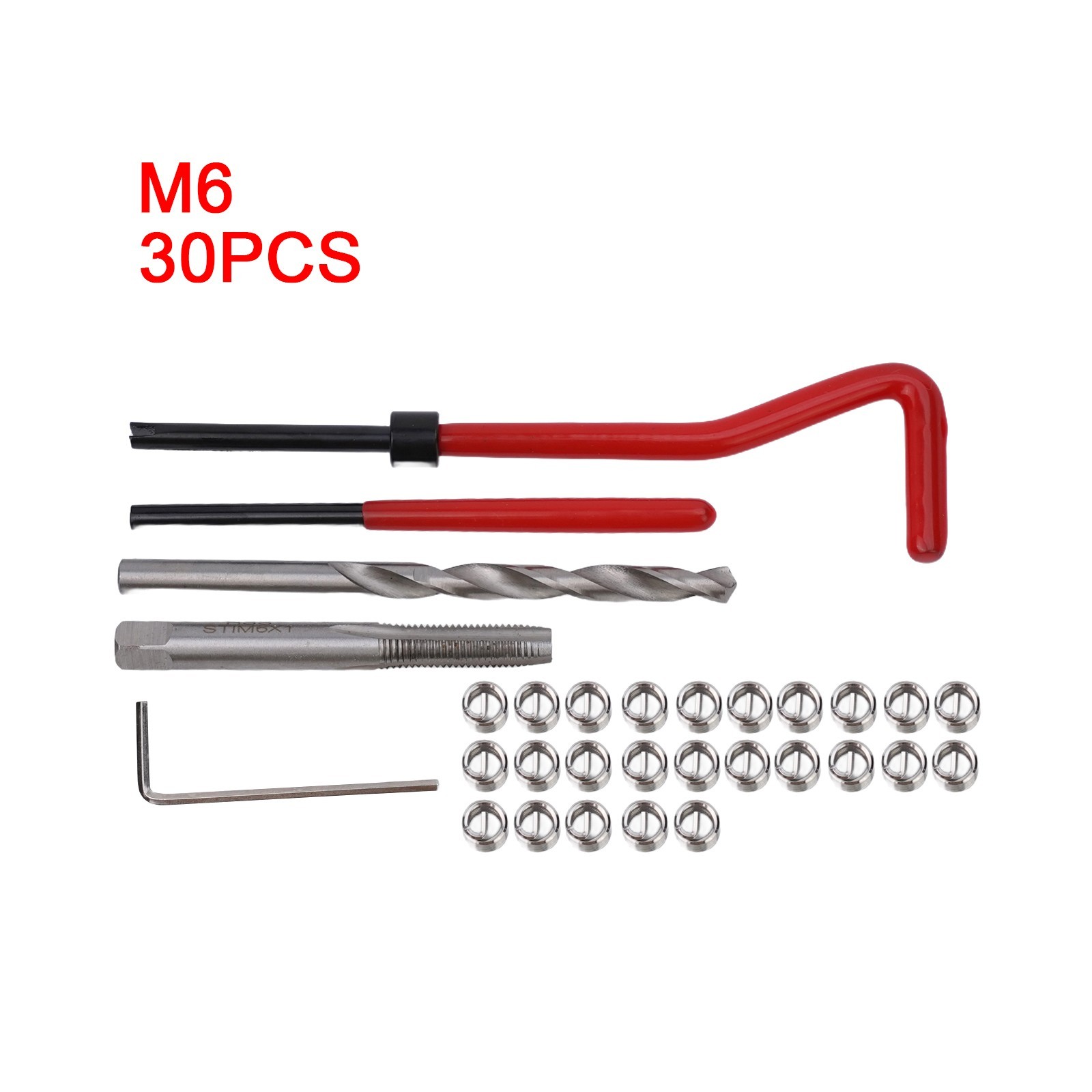M6 X 1.0 Thread Repair Kit 30 Piece Helicoil Compatible 6mm Damaged Threads