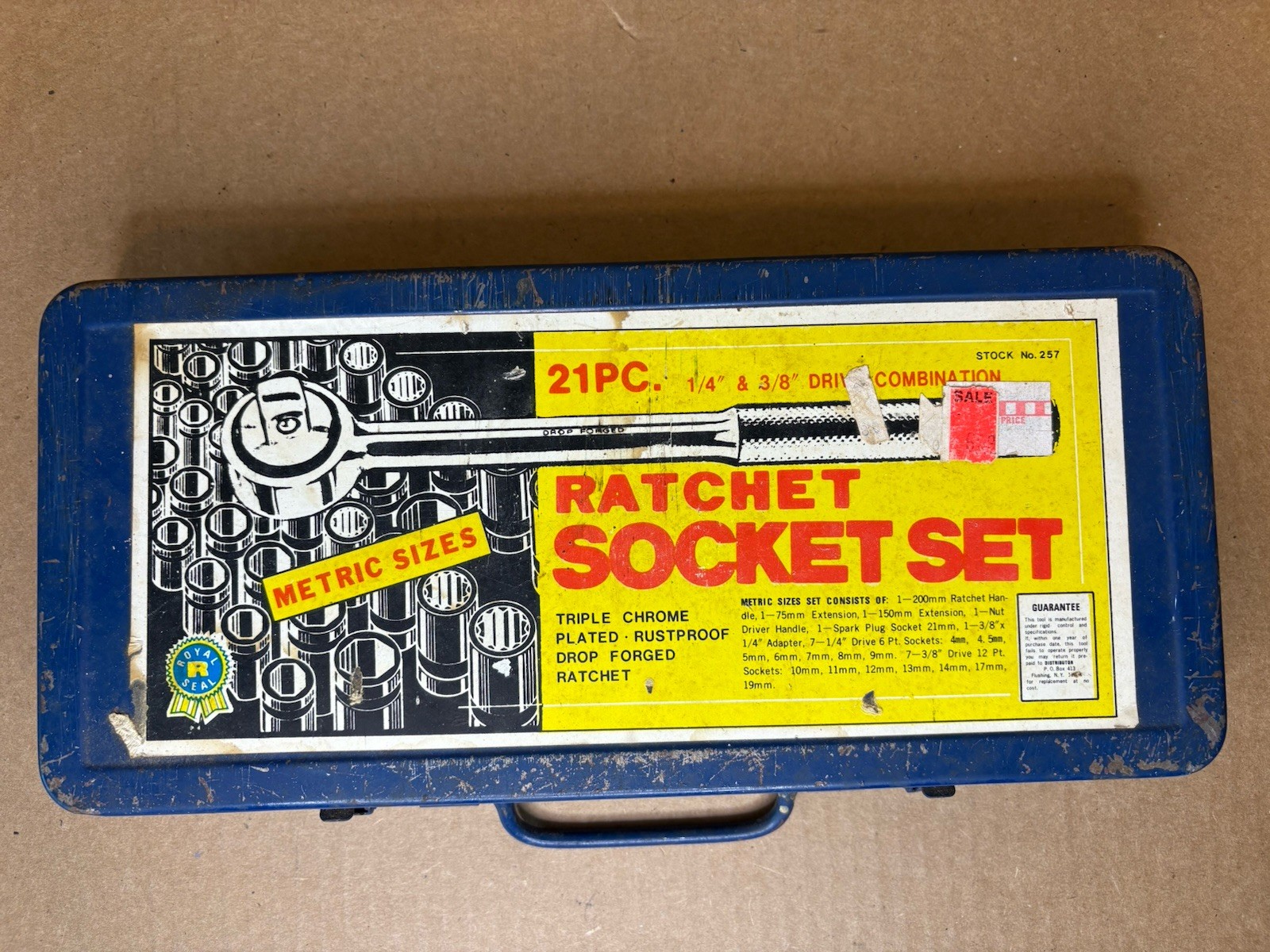 Vintage Royal Tools Tin Case ONLY for Ratchet Socket Set 257 Metric NO Contents
