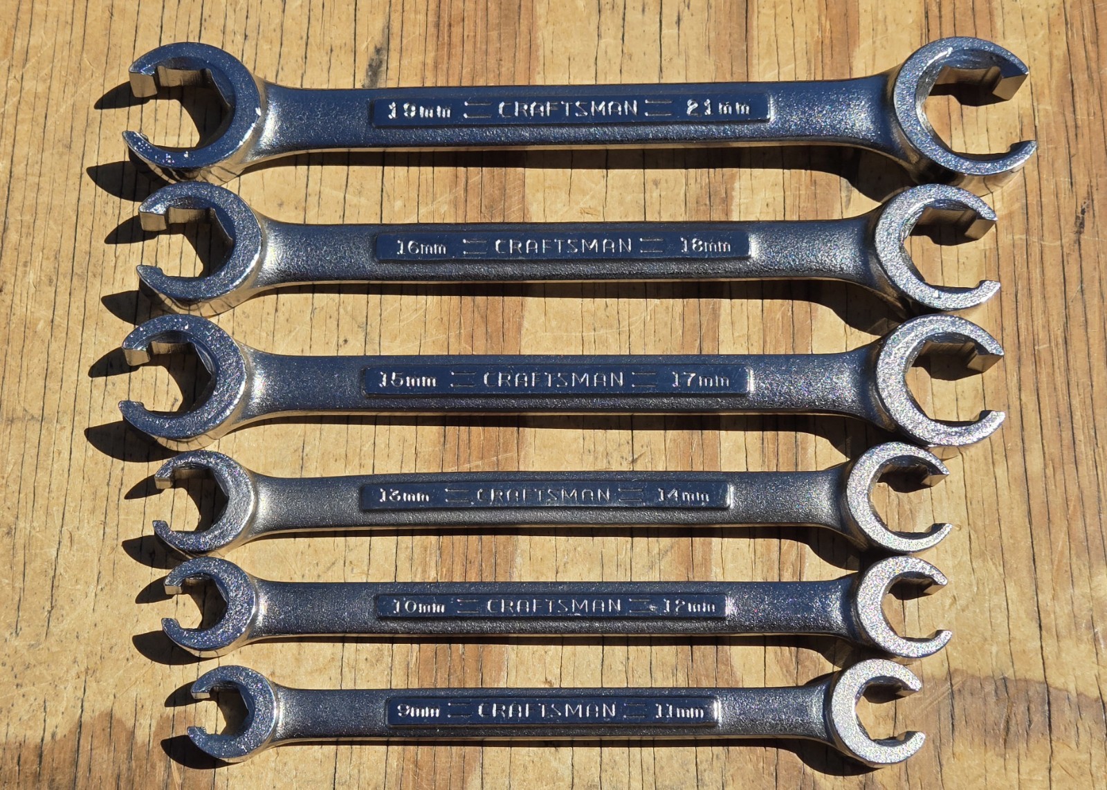 Vintage Craftsman 6pc METRIC Flare Nut Line Wrench Set VA 9mm-21mm USA EUC