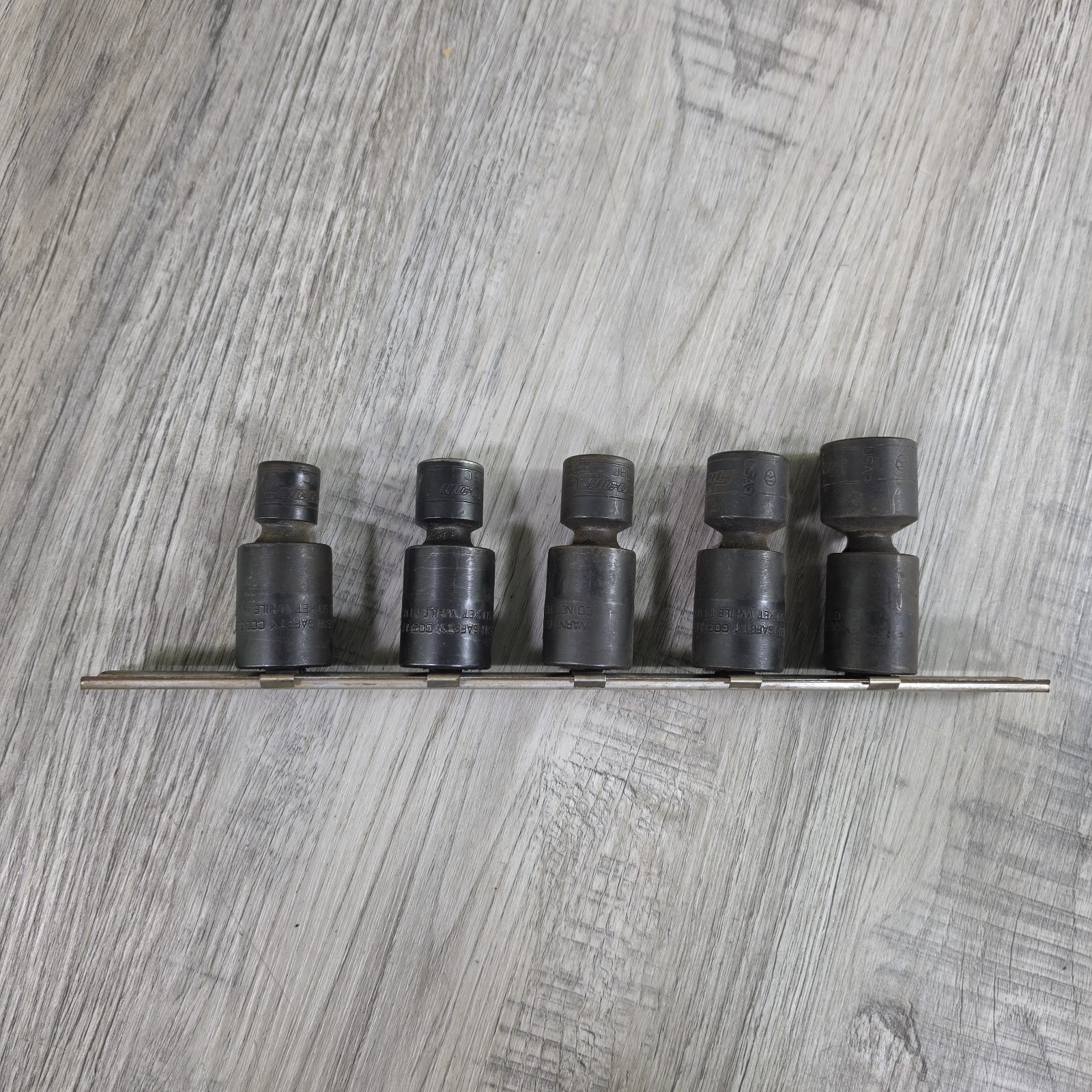 Snap on 5Pc SAE 3/8 Drive Impact Swivel Socket Set 7/16, 1/2, 9/16, 5/8, 3/4