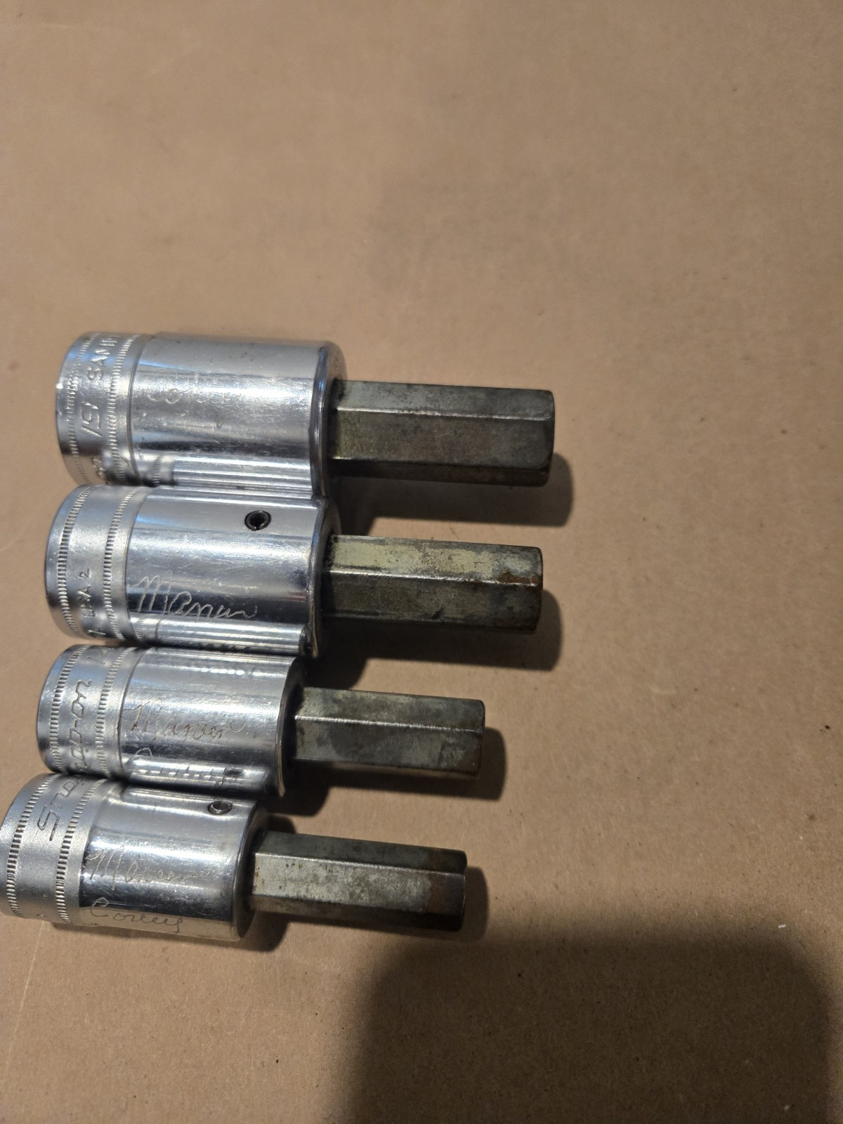 Snap On 1/2 Drive 12MM,14MM,17MM,19MM Metric Hex Bit Driver Sockets USA Lot Of 4