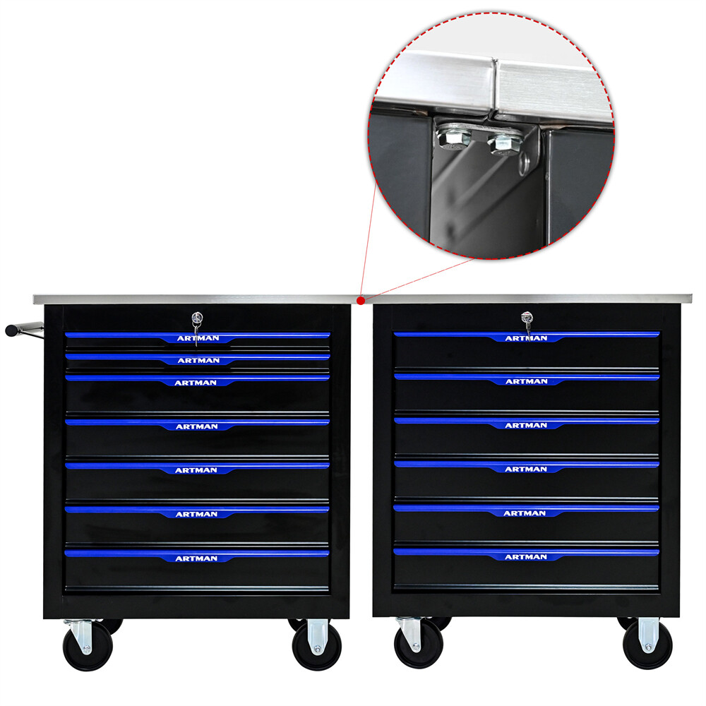 6 Drawers Rolling Tool Box Cart Tool Storage Cabinet Steel Tool Chest w/ Wheels