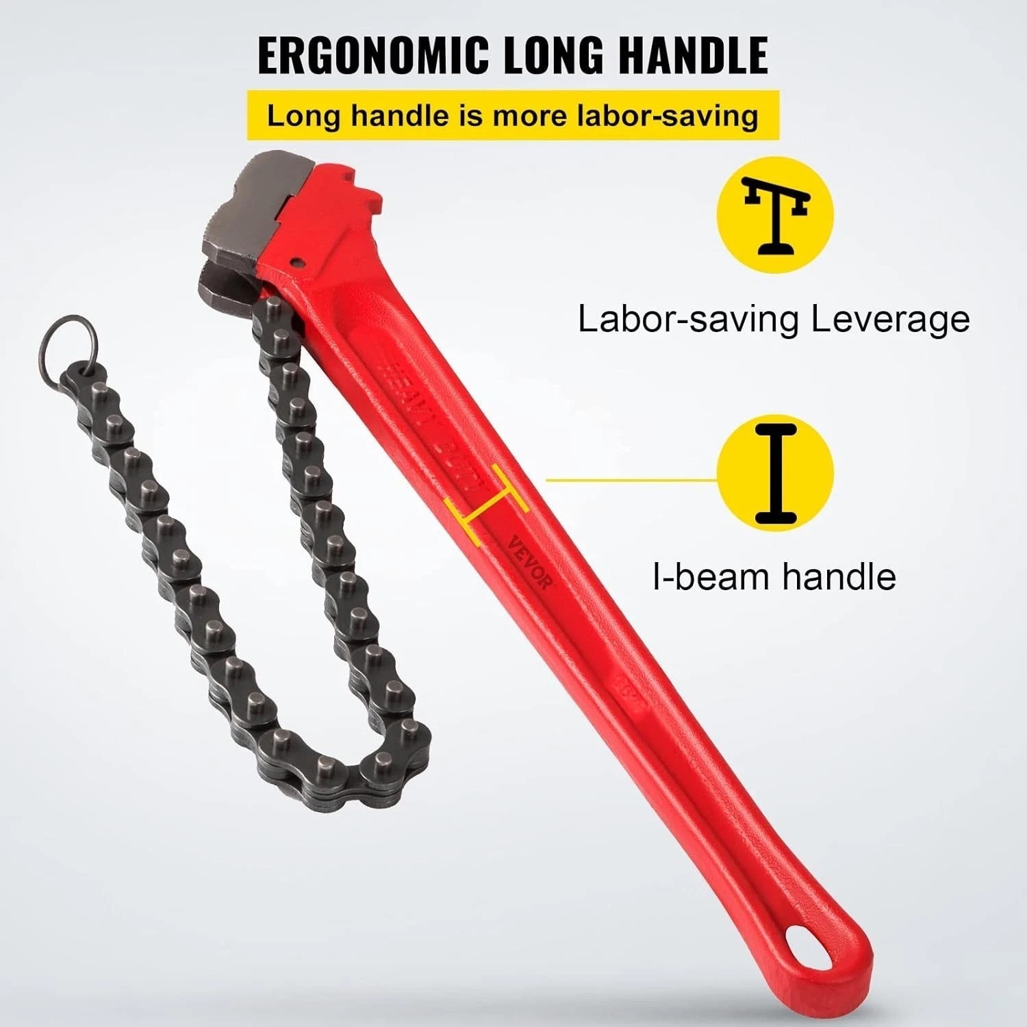 Professional 36″ Oil Filter Chain Wrench, Ergonomic, Powder Coated, Durable