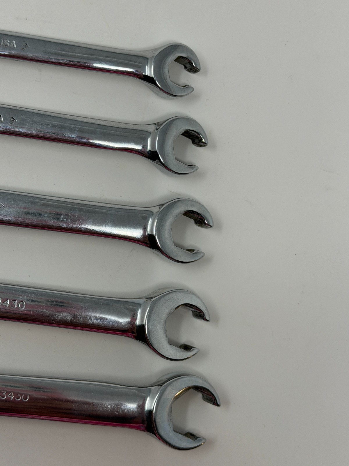 VTG Set of 5 Snap-On Flare Nut/Open End Wrenches RXS 3/8″ – 5/8″ SAE Made in USA