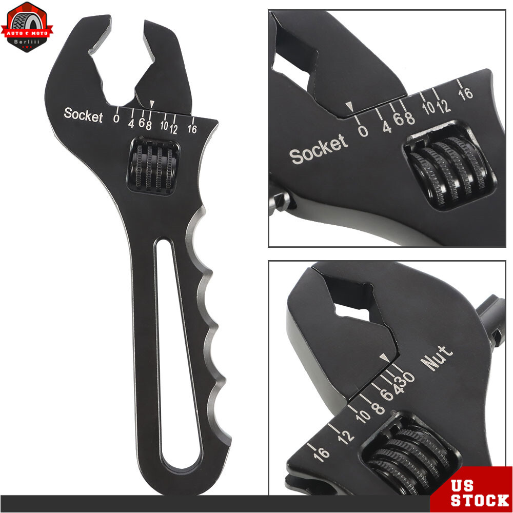 3AN-16AN Adjustable Wrench Black Aluminum Tool Spanner Fit For Hose End Fitting