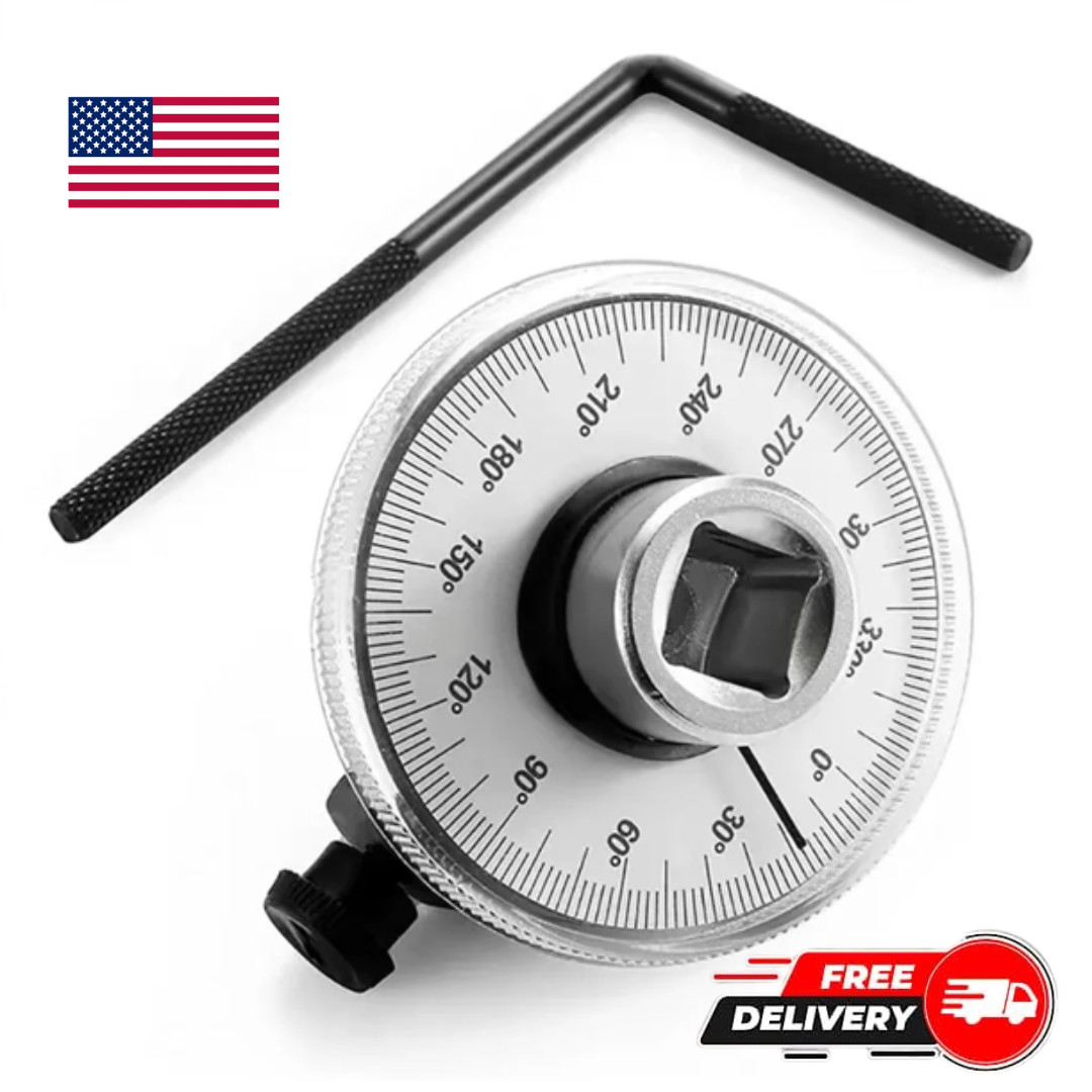 360 Degree 1/2″ Drive Torque Angle Gauge Meter Rotation Measure Wrench Tool