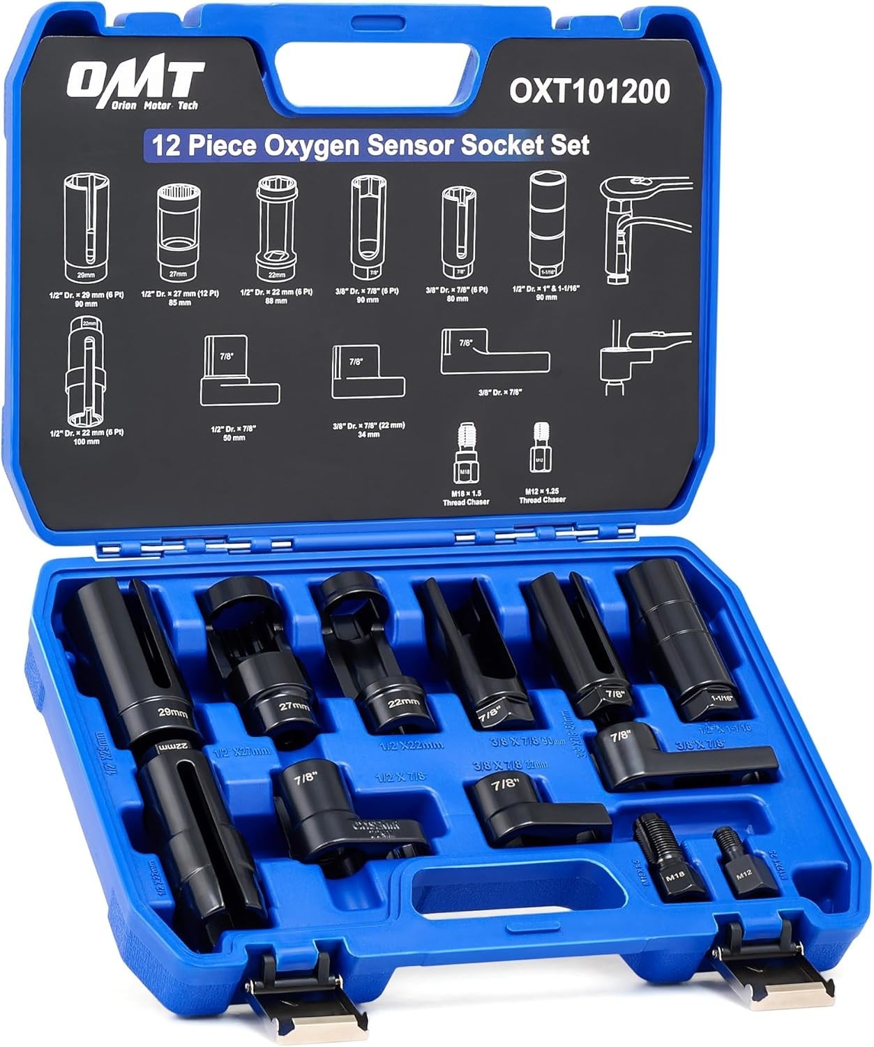 Heavy Duty 12pc O2 Sensor Socket Set Pro Removal Tool Kit 22mm 7/8″