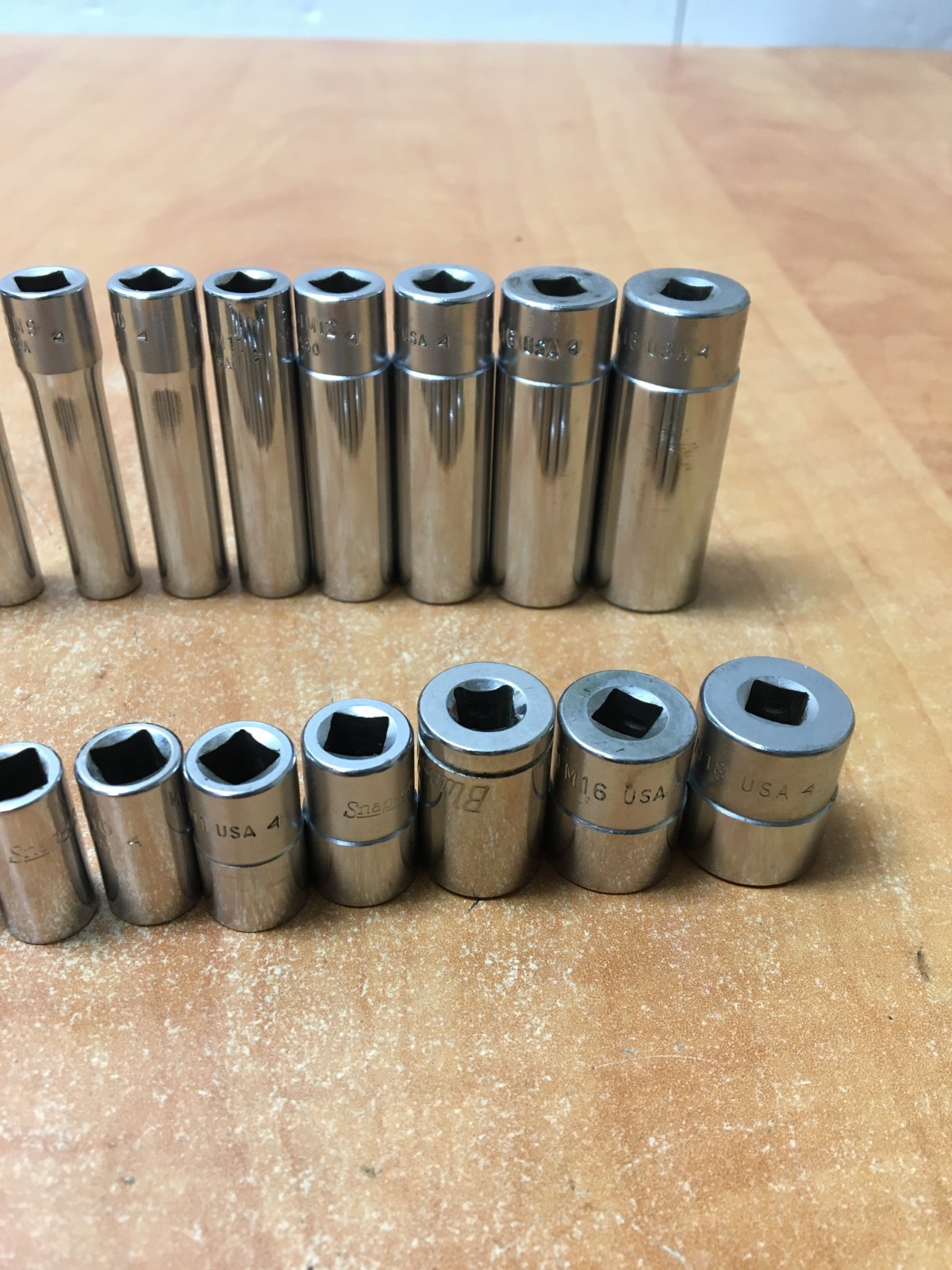 Snap-On 1/4″ Dr TM6-18 SAE 6pt Shallow STM4-18 SAE 6pt Deep 22 pc set