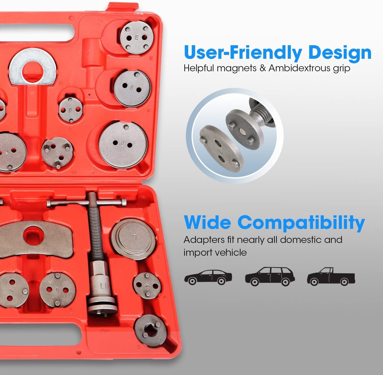 VLAND 22pcs Brake Caliper Tool Set and Wind Back TOOL Kit Car Truck Break Disc