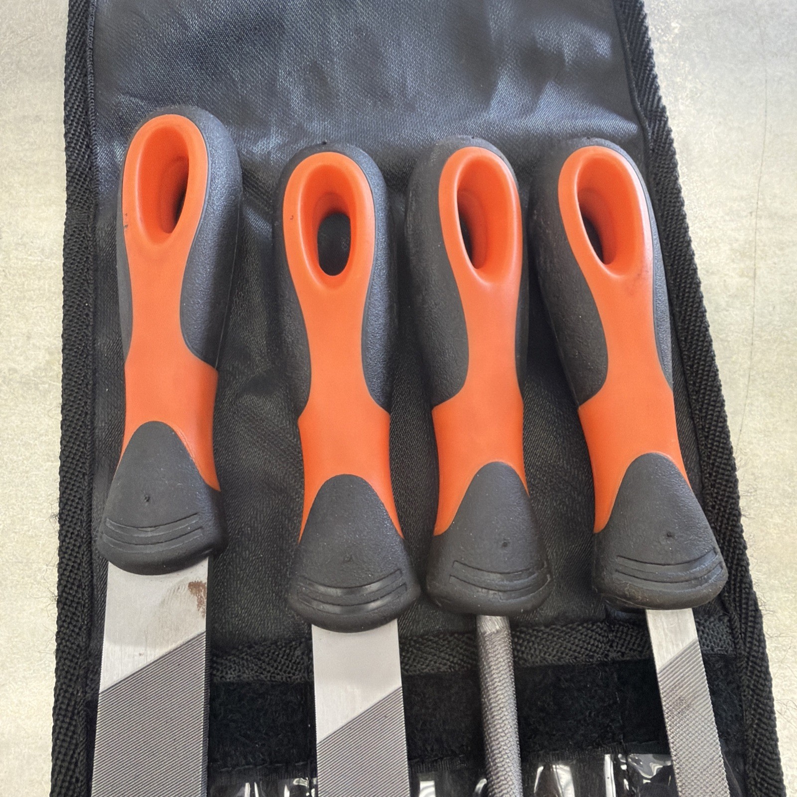 Snap-on Tools ORANGE 4pc Soft Grip Handle Mixed File Set SGFMX104O
