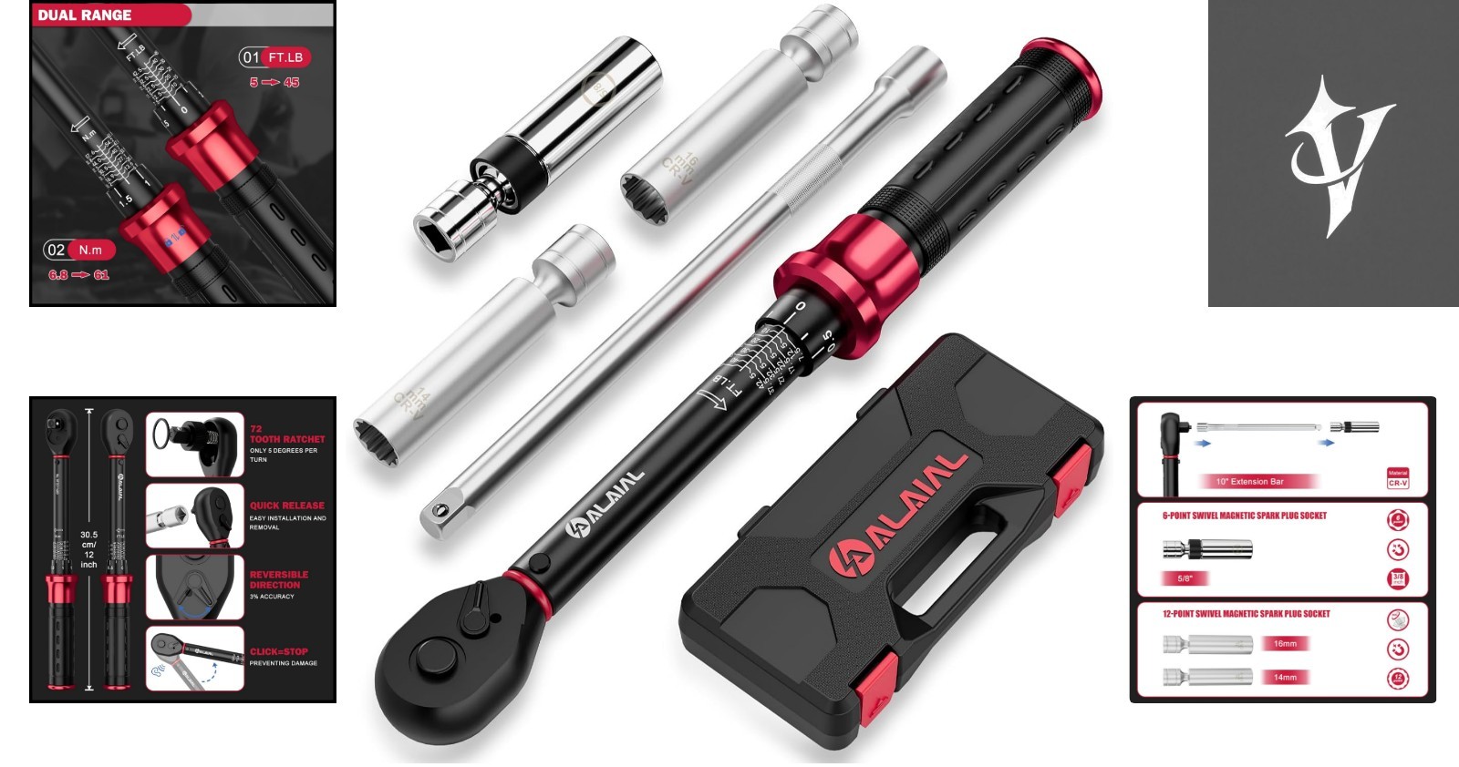 Magnetic Swivel Spark Plug & Torque Wrench Kit for Efficient Vehicle Maintenance