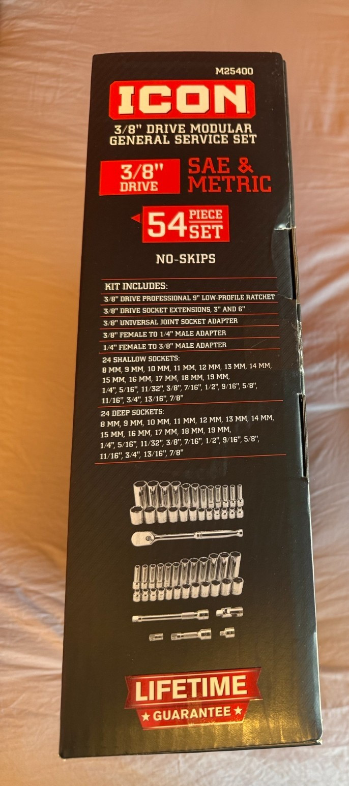 ICON 3/8 in. Drive SAE and Metric Modular General Service Socket Set, 54-Piece