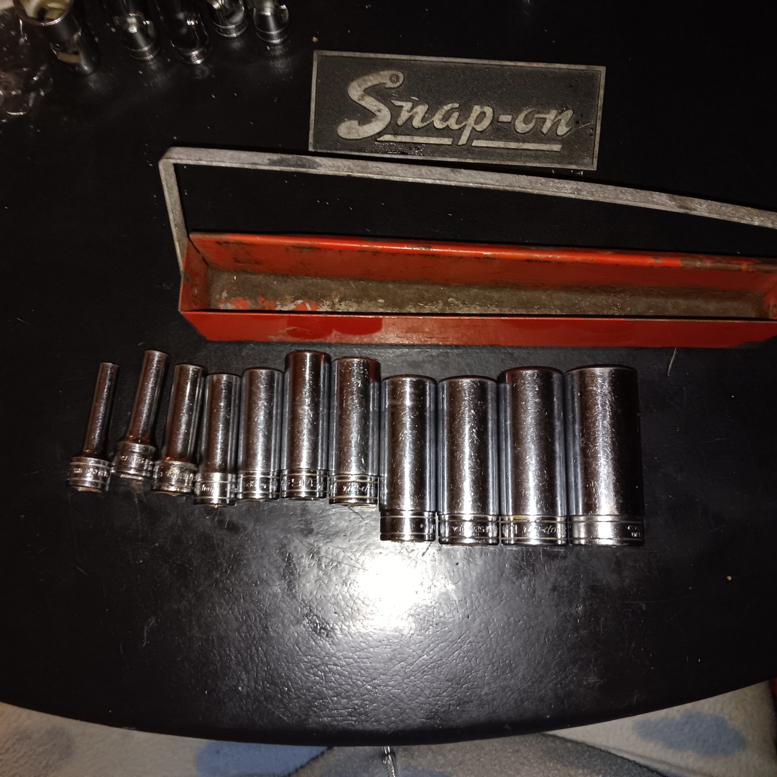Snap On 3/8″dr Deep Socket Set W/tray 1/4″-7/8″ 12Pcs 6pt