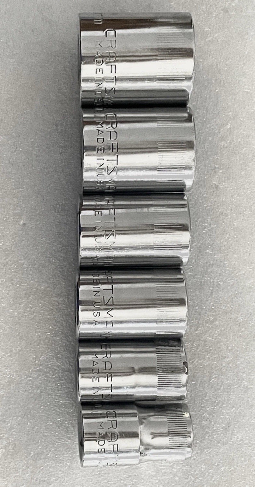 VTG. CRAFTSMAN SET OF 6 G SERIES 12 POINT 1/2” DRIVE METRIC SOCKET SET 13MM-22MM