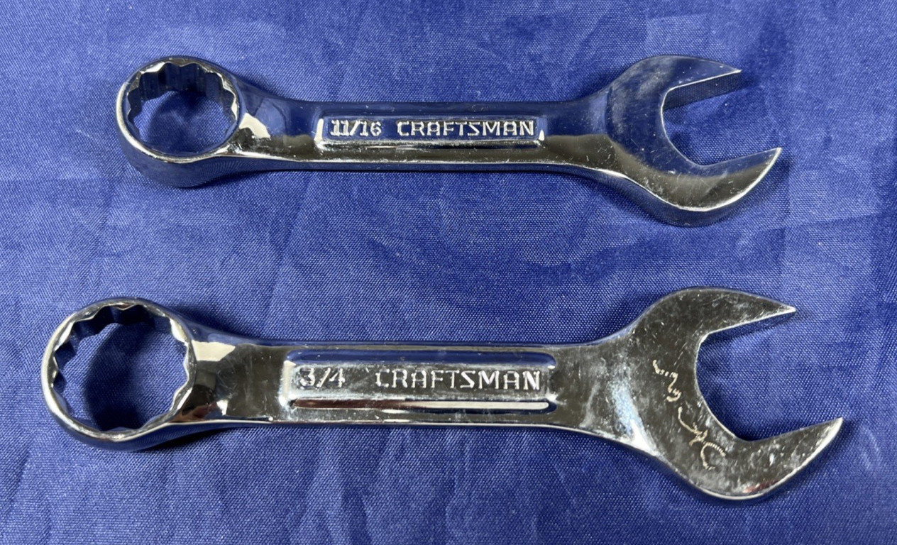 Set Of 11 Craftsman USA 12pt SAE Stubby Combination Wrench Set VV Series