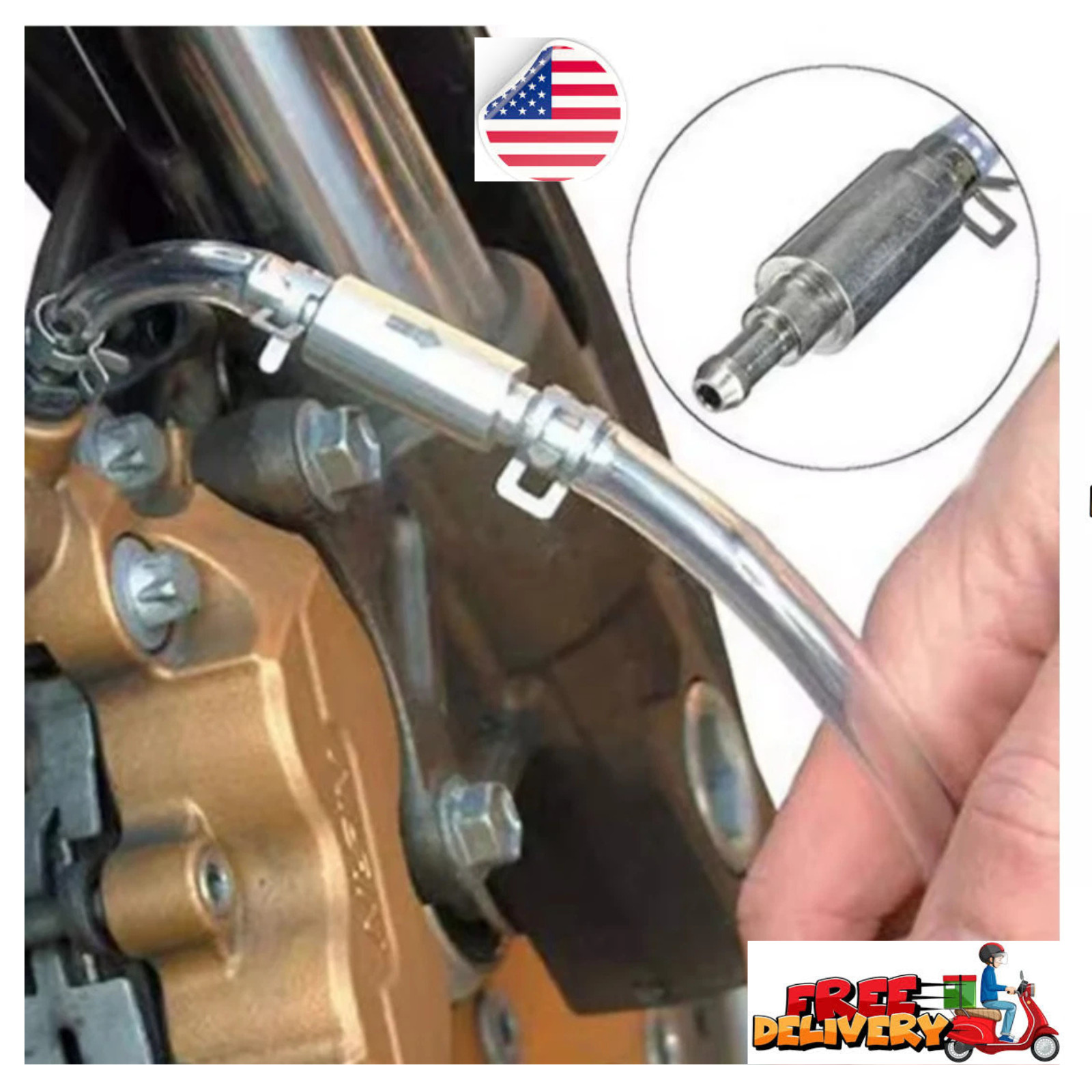 1 PC Brake Bleeder Hose, One Way Check Valve Tube Bleeding Tool Kit Silver US.