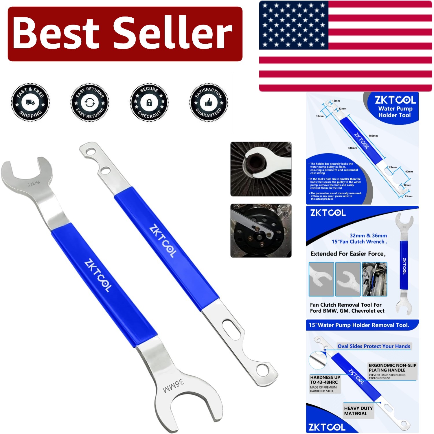 Durable Alloy Steel Fan Clutch Wrench Set with Ergonomic Grip – 32mm & 36mm