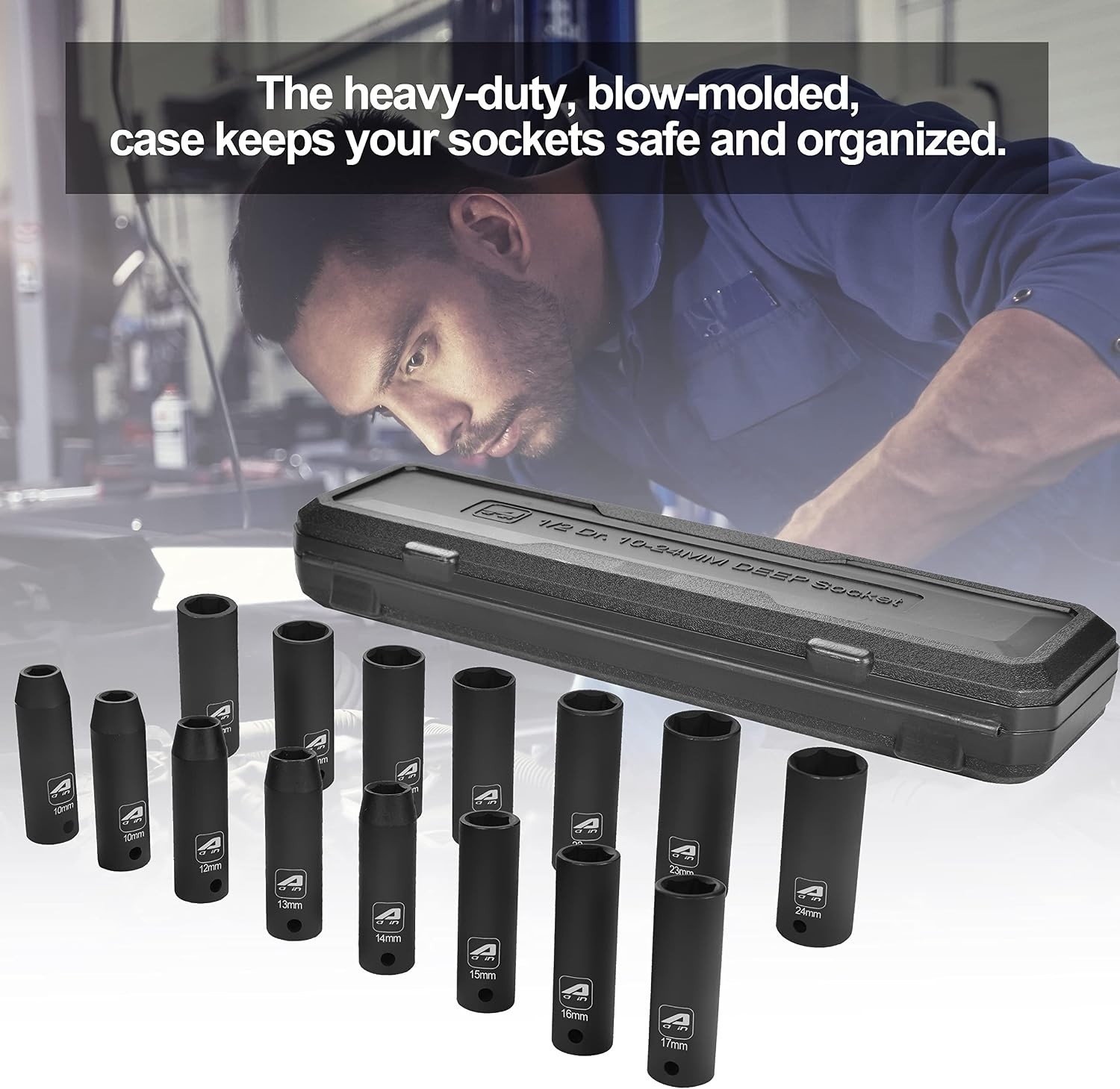 15-Piece 1/2″ Drive Metric Impact Socket Set