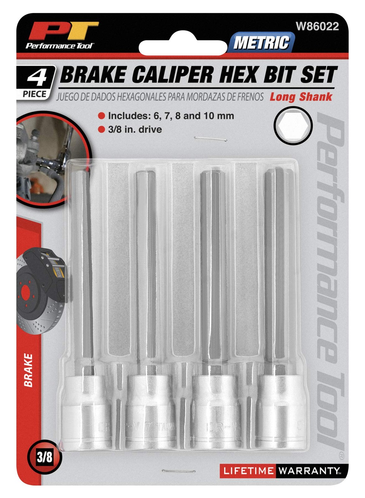 Performance Alloy Steel 4pc 3/8″ Drive Long Brake Caliper Bit Set for Automotive
