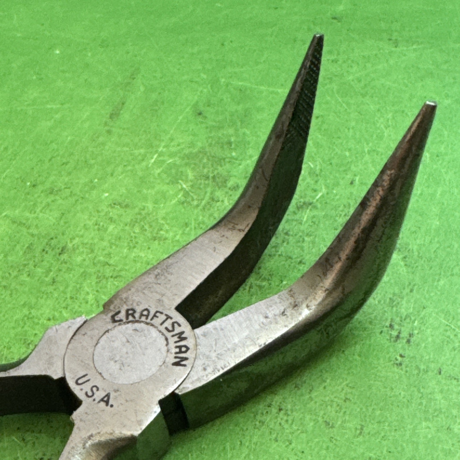 Craftsman Tools USA RARE «C» Stamp 5.5″ Long Black Grip Bent Needle Nose Pliers