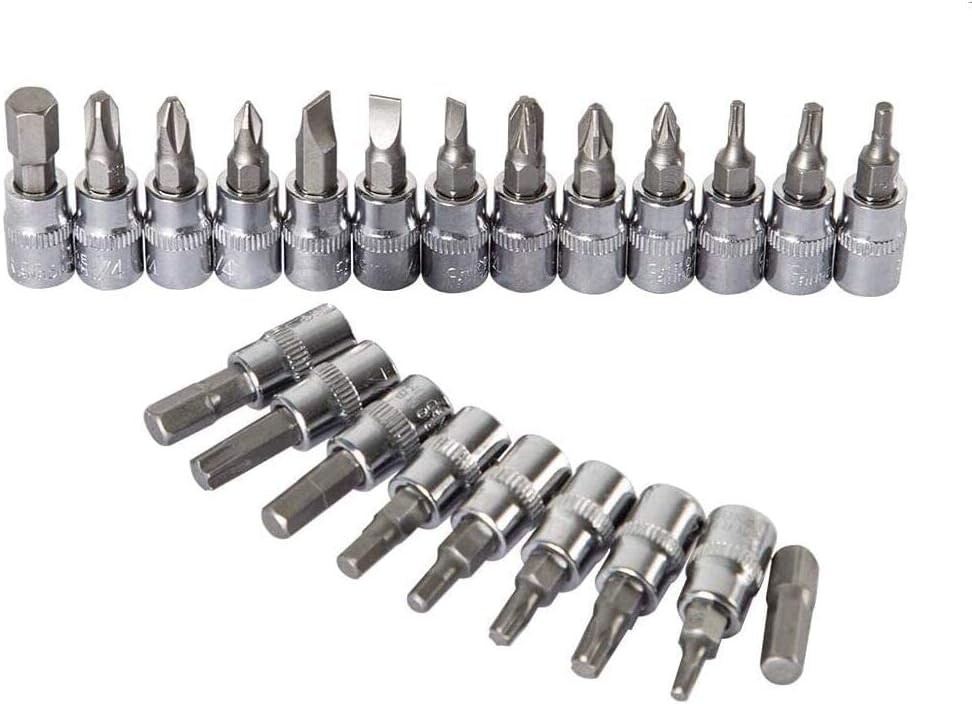 YUFANYA 46PCS 1/4 inch Drive Socket Set,Metric Ratchet Wrench 46 pcs, Chrome