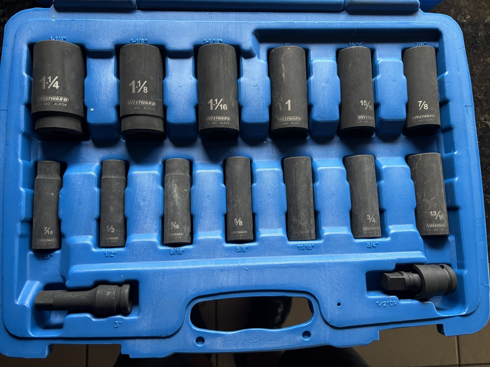 Westward Standard & Deep Impact Socket Set 4PRG8 28pc 1/2” Drive/SAE
